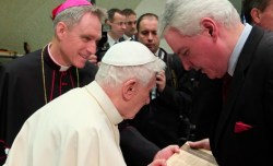 Pope Benedict XVI receives the Charter for Compassion in week before resignation
