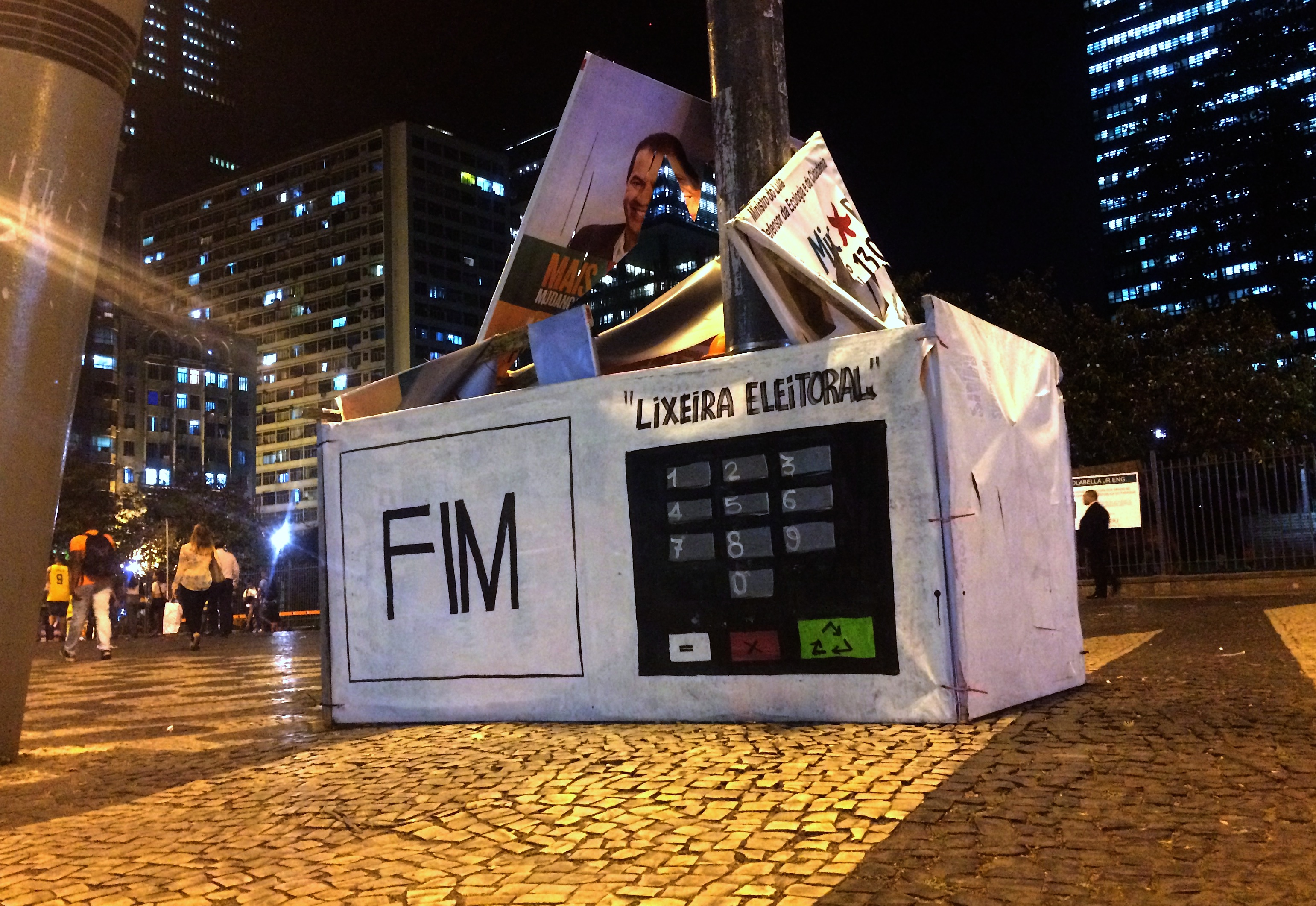Street art from election waste in Rio de Janeiro